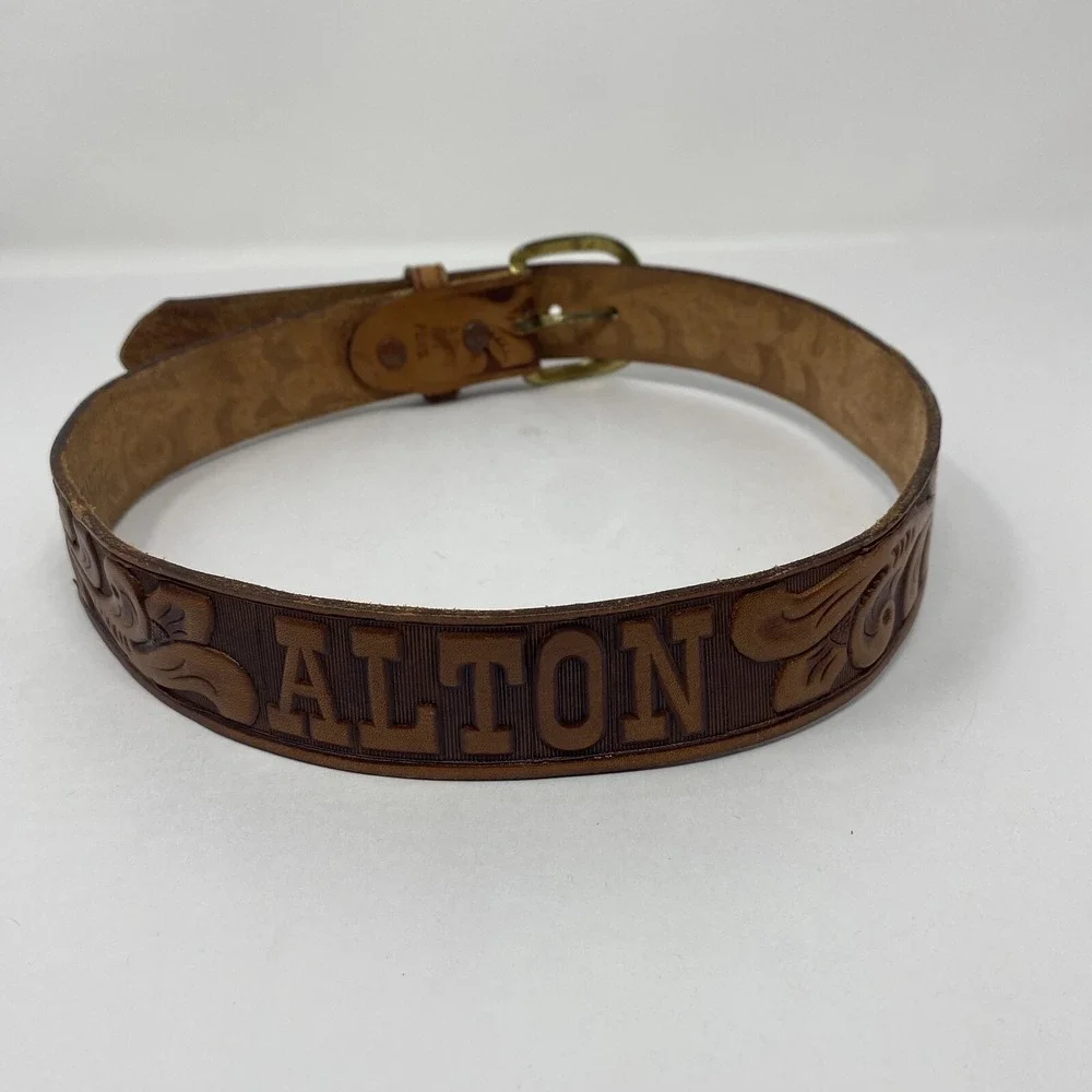 Sakowitz Alton Leather Belt‎ Floral Embossed Tooled Engraved Size 30